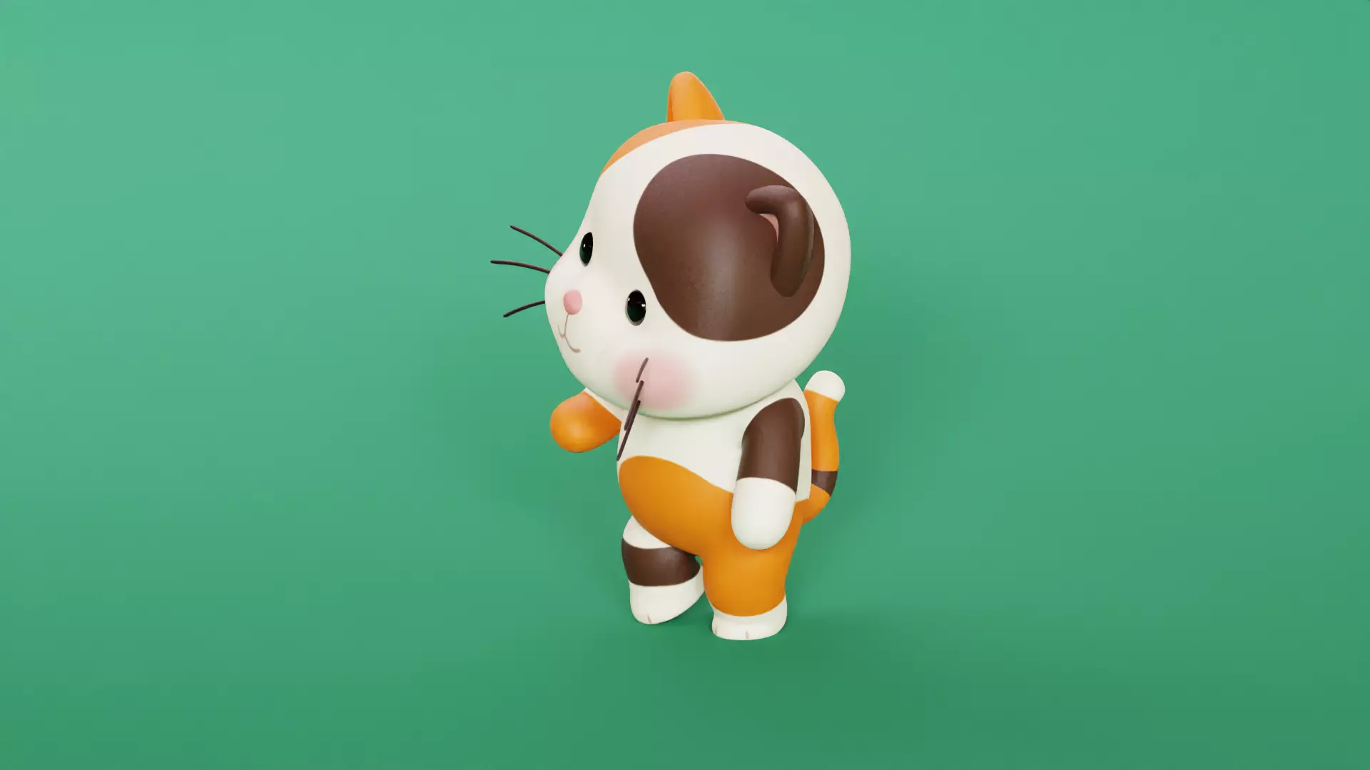 Cartoon Cat Chibi Kawaii Character Rigged Animated  Low-poly 3D model_8