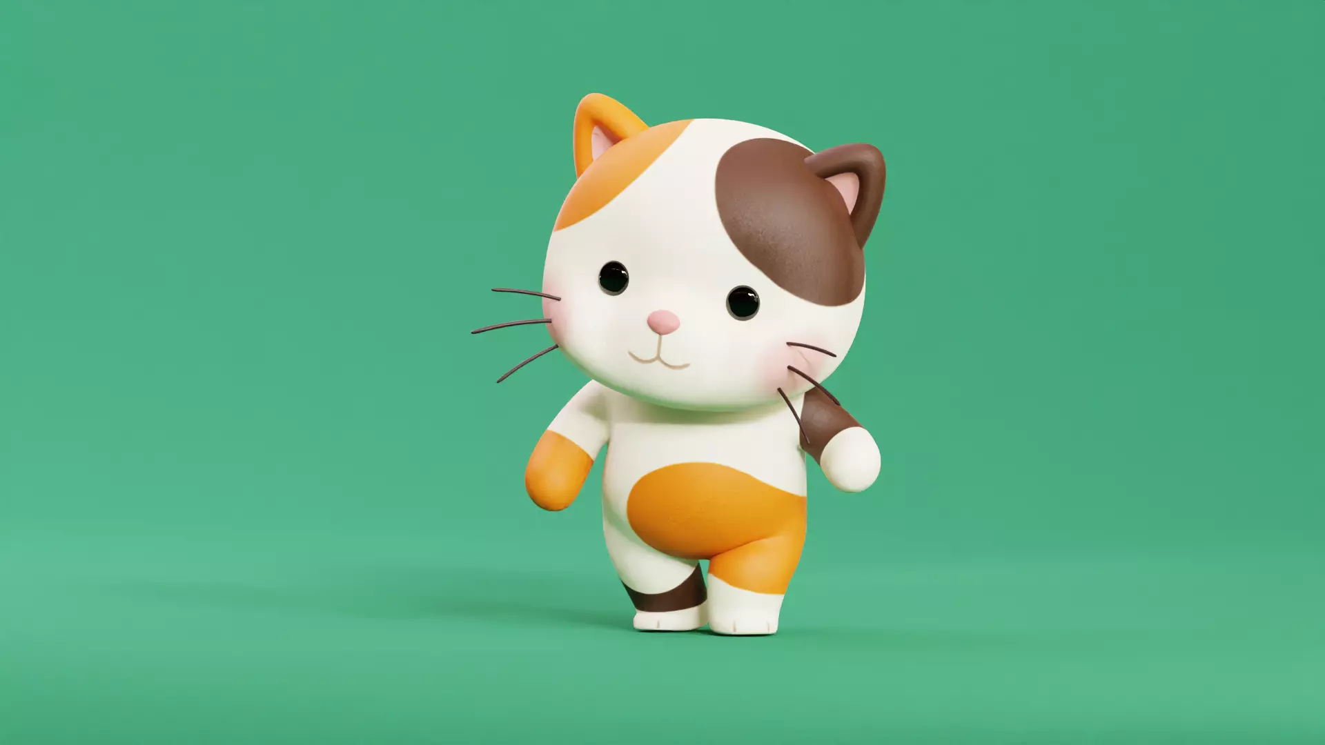 Cartoon Cat Chibi Kawaii Character Rigged Animated  Low-poly 3D model_5