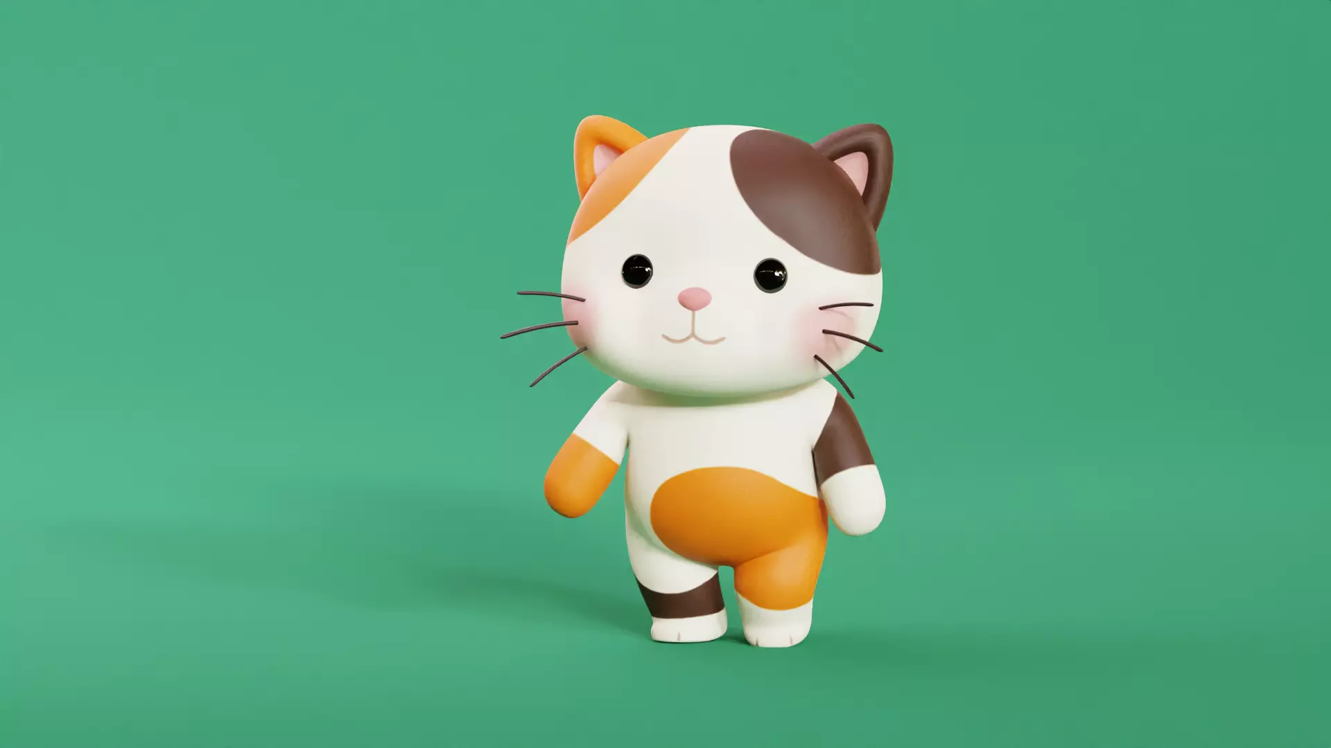 Cartoon Cat Chibi Kawaii Character Rigged Animated  Low-poly 3D model_0