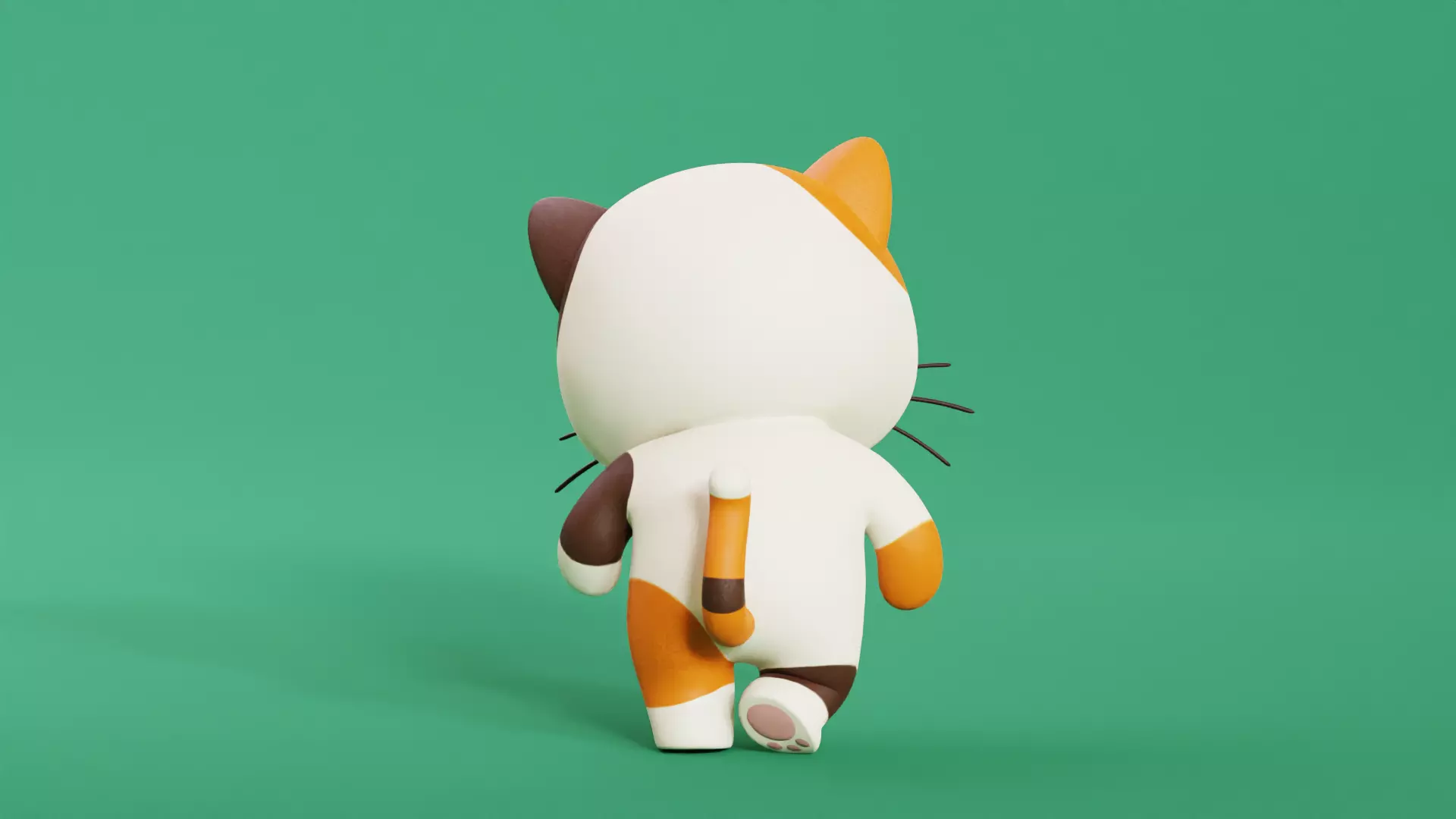 Cartoon Cat Chibi Kawaii Character Rigged Animated  Low-poly 3D model_4