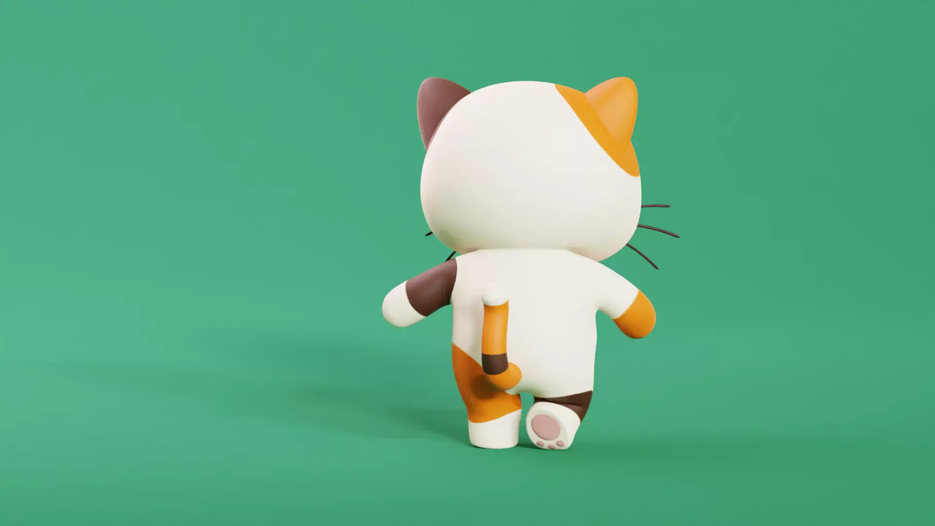 Cartoon Cat Chibi Kawaii Character Rigged Animated  Low-poly 3D model_9
