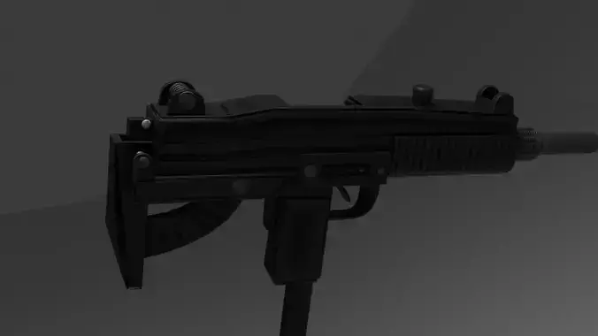 High-Quality Uzi Submachine Gun 3D Model for Games