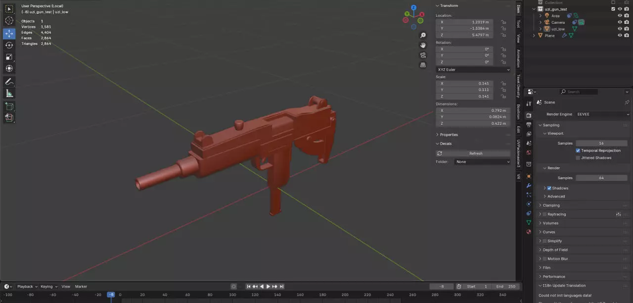High-Quality Uzi Submachine Gun 3D Model for Games Free low-poly 3D model_6