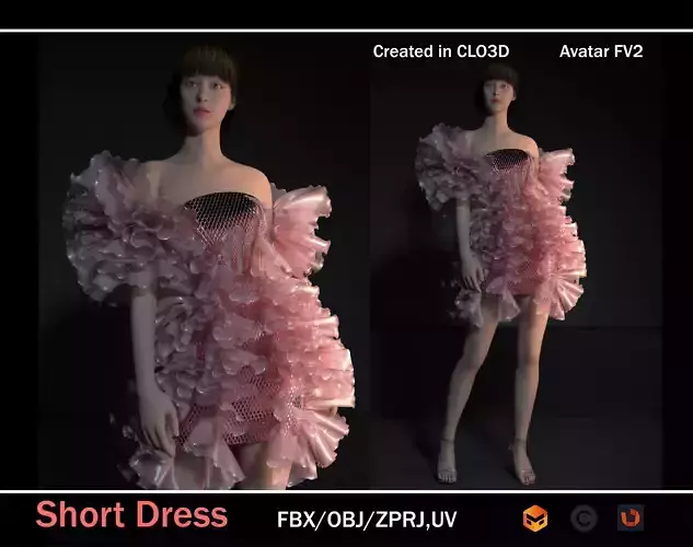 Ruffle elegant  pink dress