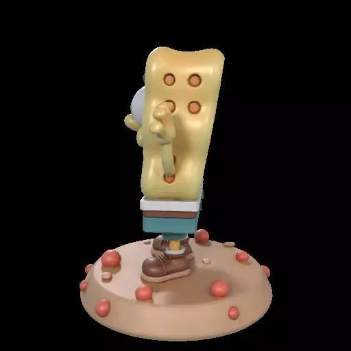 Cheerful Sea Sponge Character Sculpture 3D print model_22