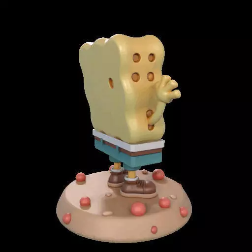Cheerful Sea Sponge Character Sculpture 3D print model_10