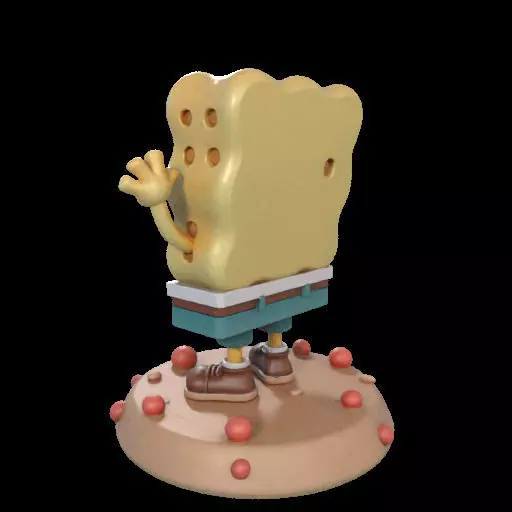 Cheerful Sea Sponge Character Sculpture 3D print model_19