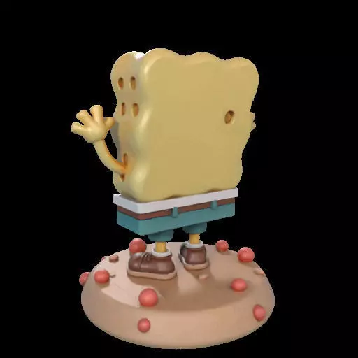 Cheerful Sea Sponge Character Sculpture 3D print model_18