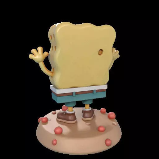 Cheerful Sea Sponge Character Sculpture 3D print model_17