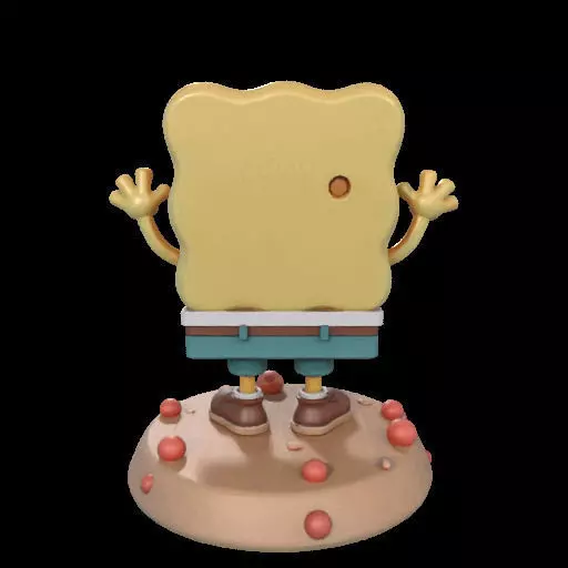 Cheerful Sea Sponge Character Sculpture 3D print model_15