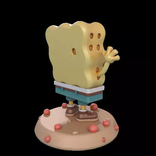 Cheerful Sea Sponge Character Sculpture 3D print model_11