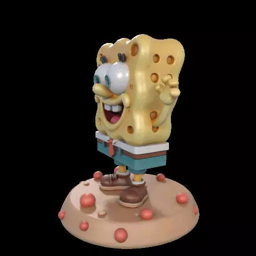 Cheerful Sea Sponge Character Sculpture 3D print model_25