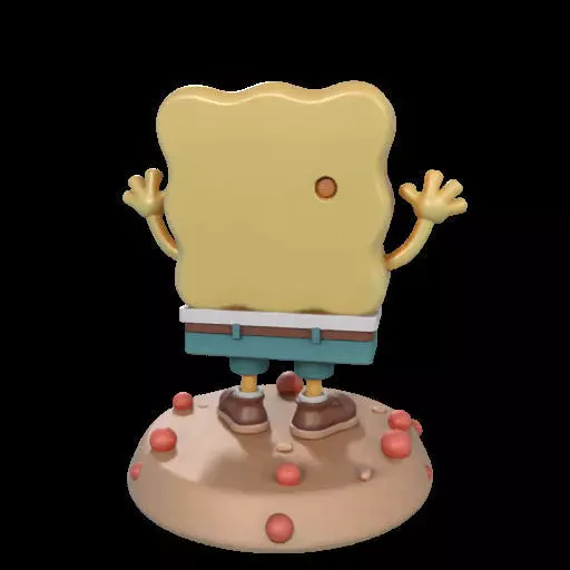 Cheerful Sea Sponge Character Sculpture 3D print model_14