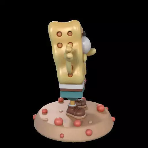 Cheerful Sea Sponge Character Sculpture 3D print model_7