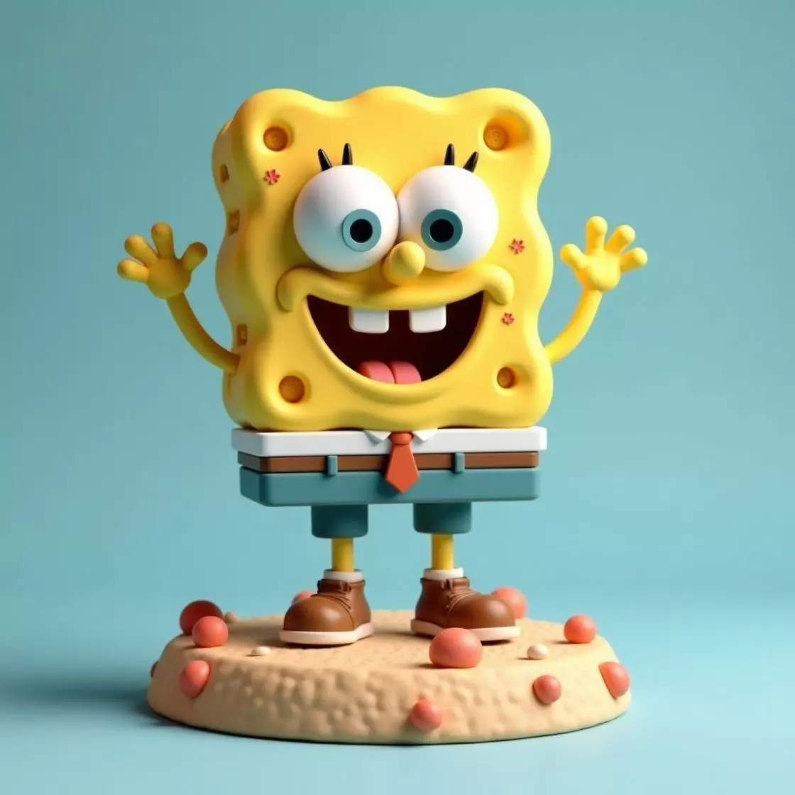 Cheerful Sea Sponge Character Sculpture 3D print model_30