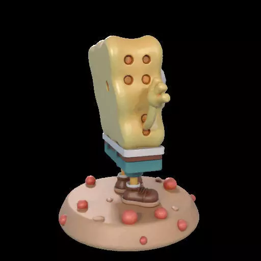 Cheerful Sea Sponge Character Sculpture 3D print model_9