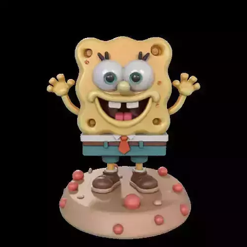 Cheerful Sea Sponge Character Sculpture 3D print model