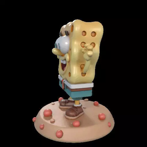 Cheerful Sea Sponge Character Sculpture 3D print model_24