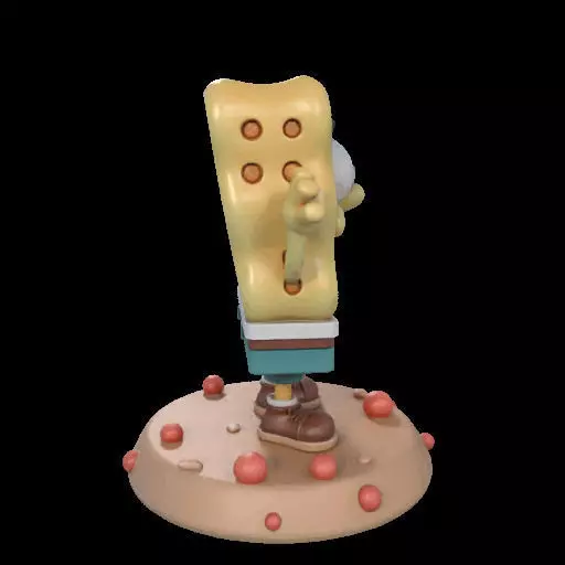 Cheerful Sea Sponge Character Sculpture 3D print model_8