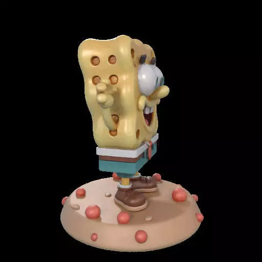 Cheerful Sea Sponge Character Sculpture 3D print model_6