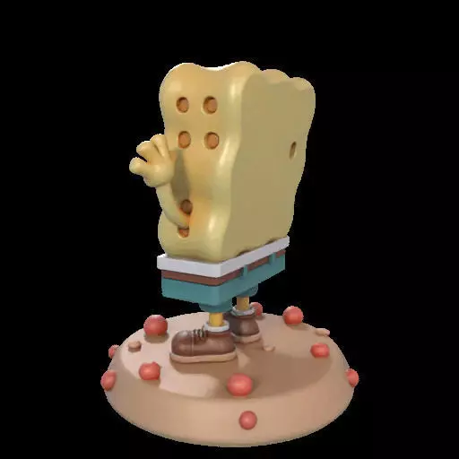 Cheerful Sea Sponge Character Sculpture 3D print model_20