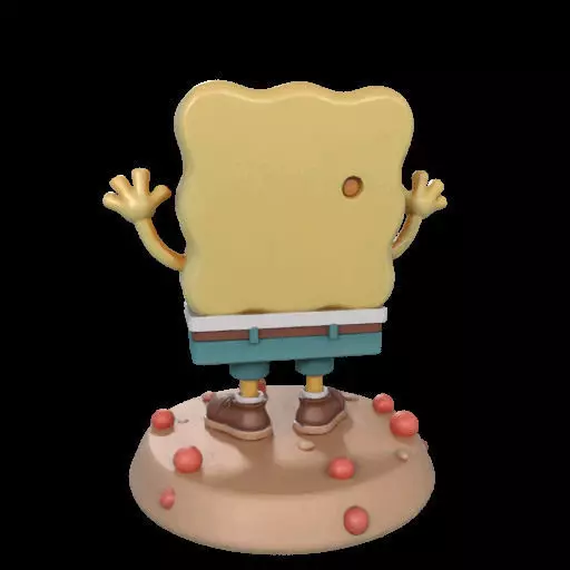 Cheerful Sea Sponge Character Sculpture 3D print model_16