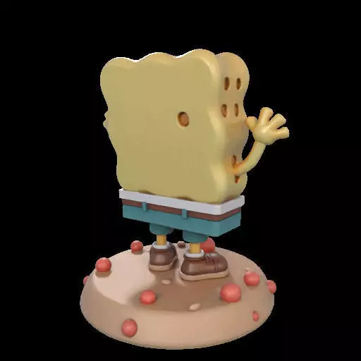 Cheerful Sea Sponge Character Sculpture 3D print model_12