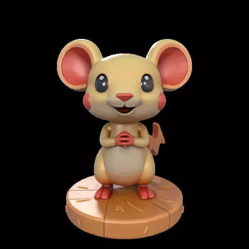 Adorable Electric Mouse Character Figure 3D print model