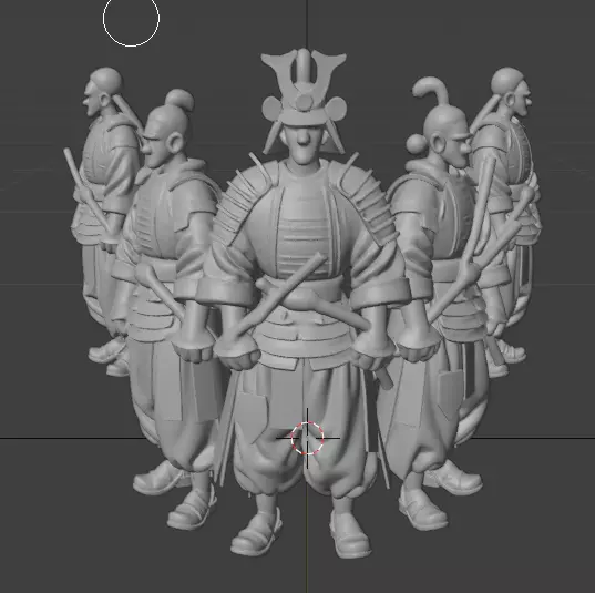 Samurai Warriors 3D Model Pack - Set of 5 Unique Poses Low-poly 3D model_0