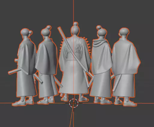 Samurai Warriors 3D Model Pack - Set of 5 Unique Poses Low-poly 3D model_9