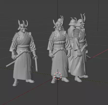 Samurai Warriors 3D Model Pack - Set of 5 Unique Poses Low-poly 3D model_5