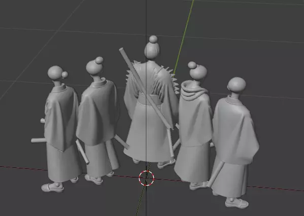 Samurai Warriors 3D Model Pack - Set of 5 Unique Poses Low-poly 3D model_13