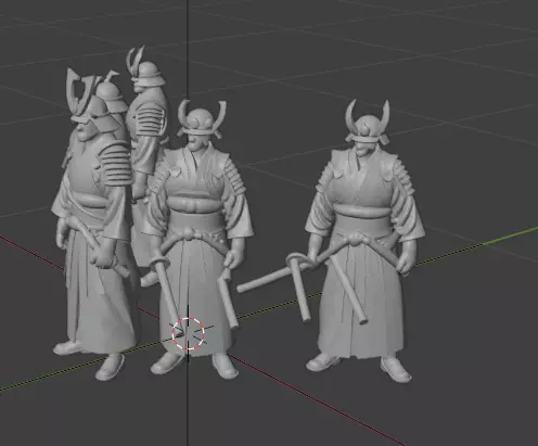 Samurai Warriors 3D Model Pack - Set of 5 Unique Poses Low-poly 3D model_4