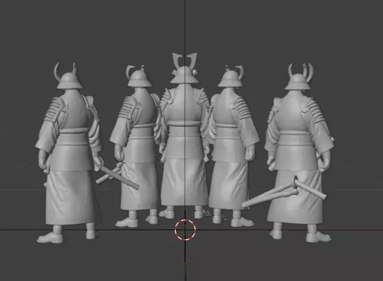 Samurai Warriors 3D Model Pack - Set of 5 Unique Poses Low-poly 3D model_6