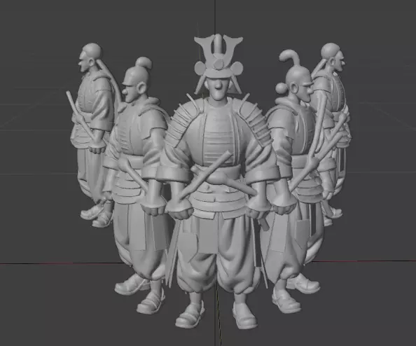 Samurai Warriors 3D Model Pack - Set of 5 Unique Poses Low-poly 3D model_2