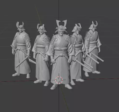 Samurai Warriors 3D Model Pack - Set of 5 Unique Poses Low-poly 3D model_3
