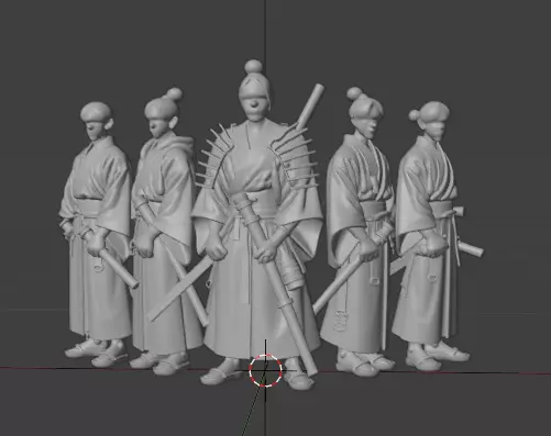 Samurai Warriors 3D Model Pack - Set of 5 Unique Poses Low-poly 3D model_10