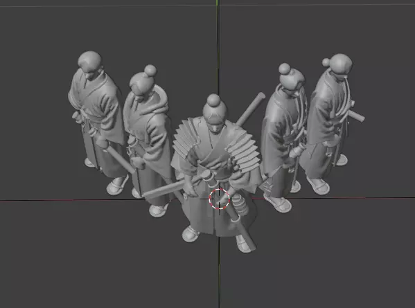 Samurai Warriors 3D Model Pack - Set of 5 Unique Poses Low-poly 3D model_12
