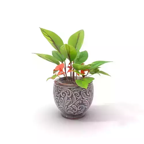 Intricate Floral Planter model pack Low-poly 3D model