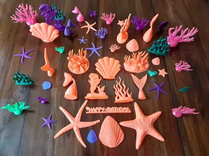 Mermaid Ocean Birthday Party Pack  3D print model Mermaid Ocean Birthday Party Pack  3D print model