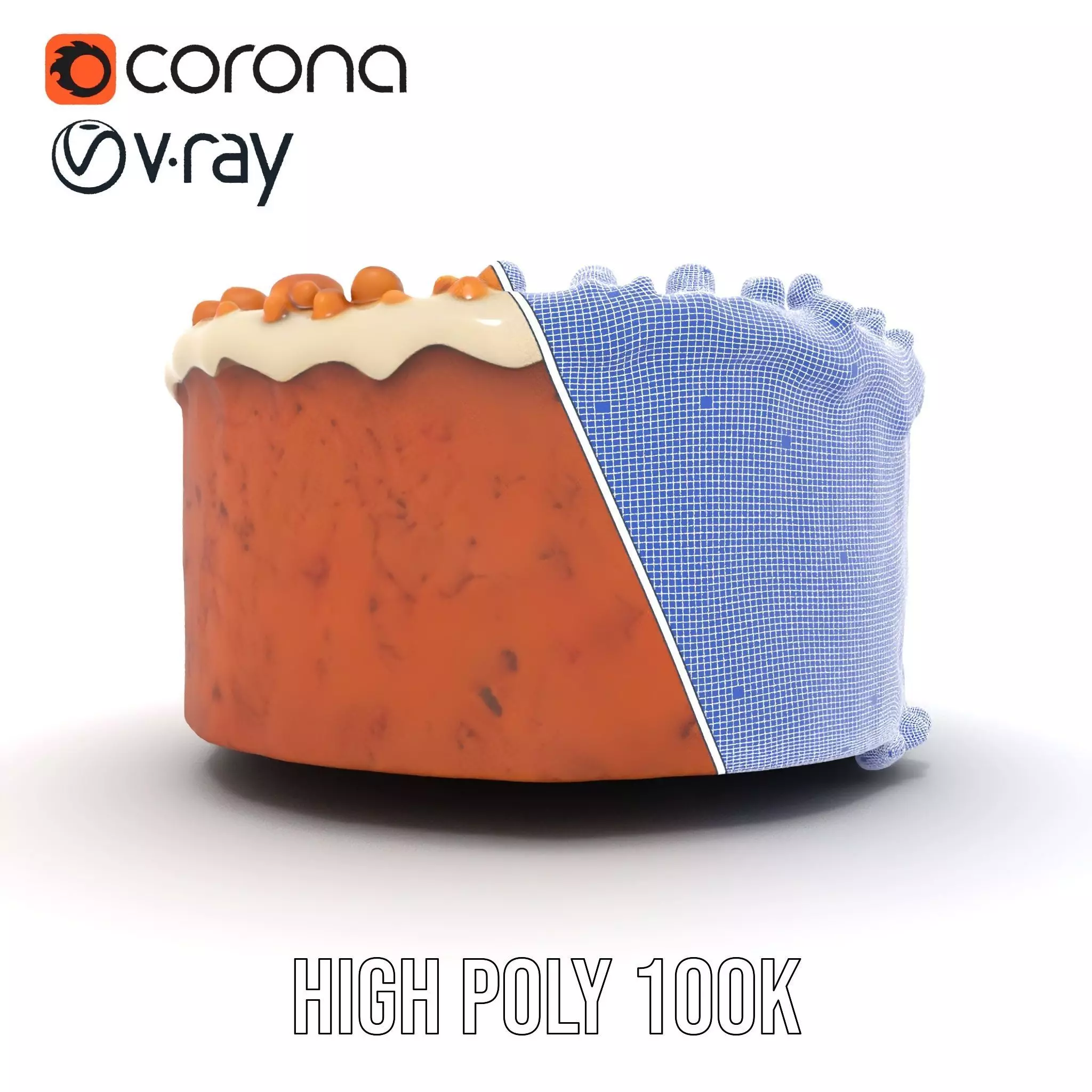 Vanilla Almond Cake model pack Low-poly 3D model_33