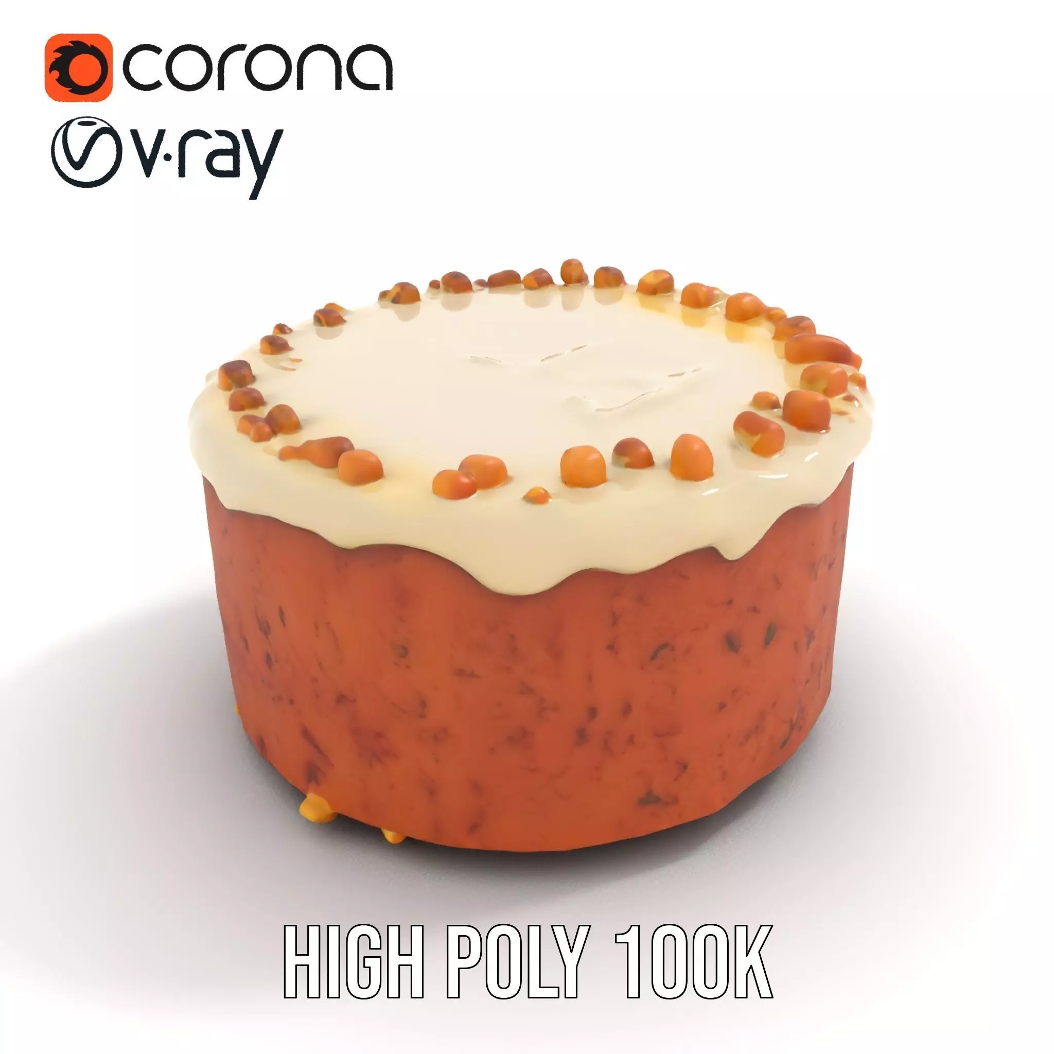 Vanilla Almond Cake model pack Low-poly 3D model_21