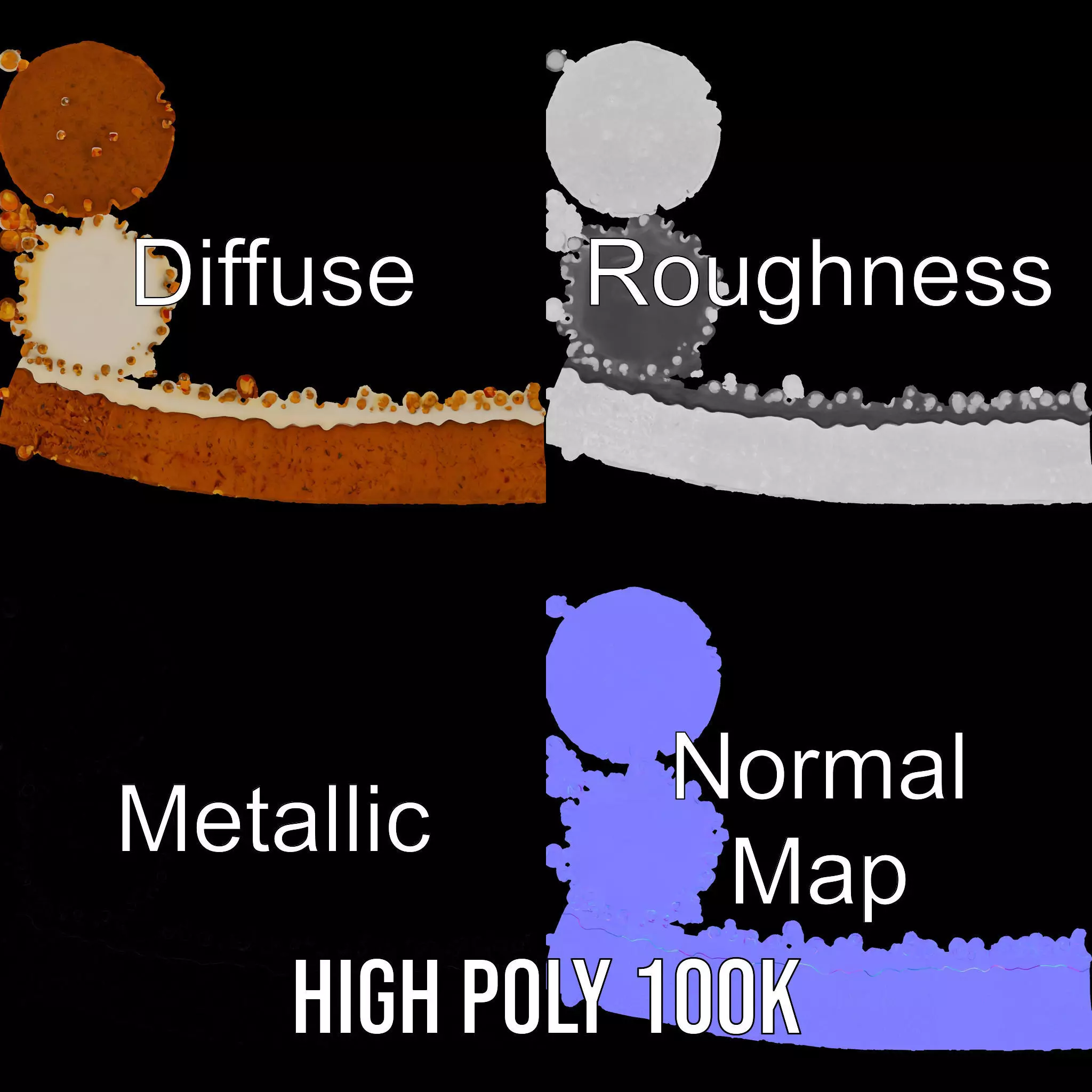 Vanilla Almond Cake model pack Low-poly 3D model_4