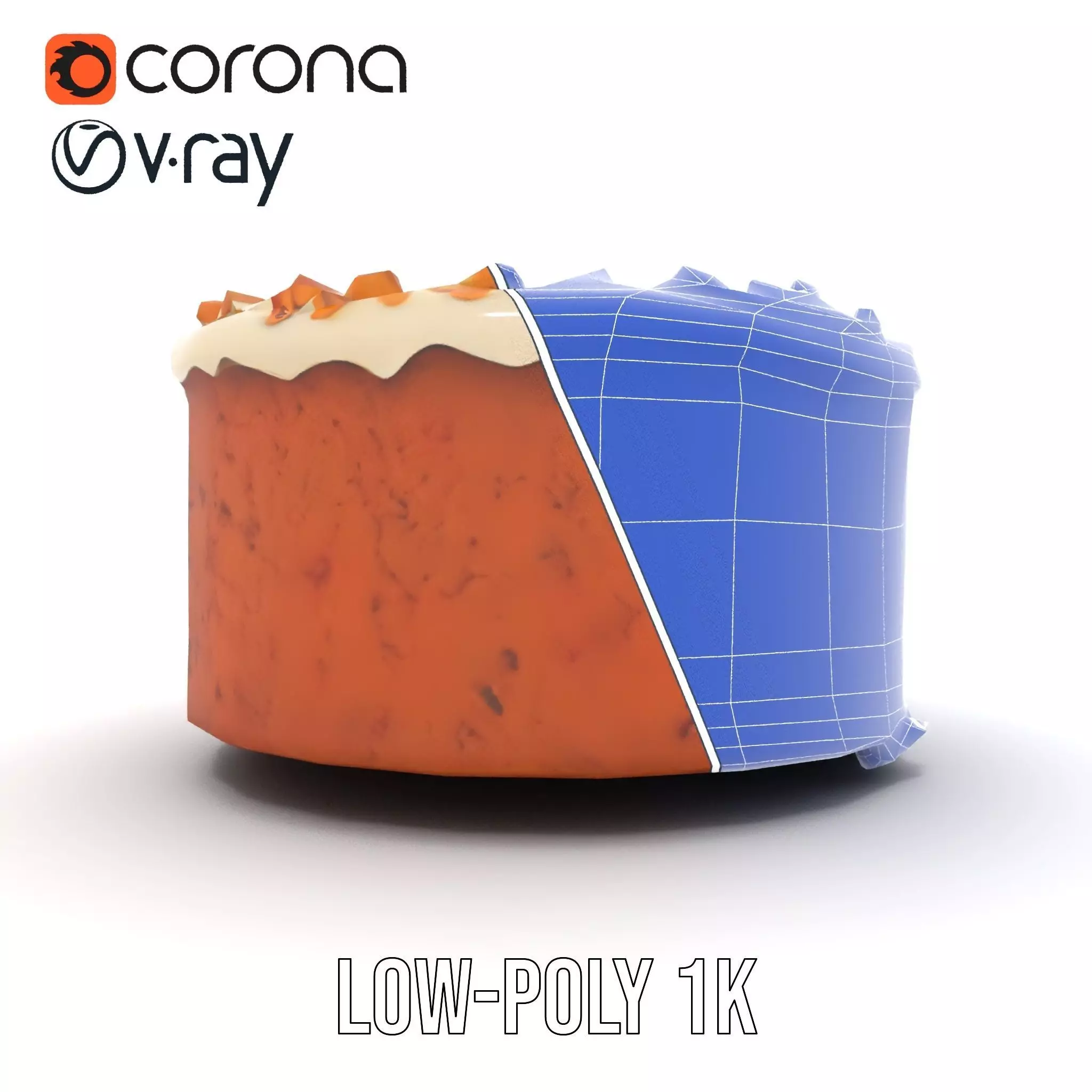 Vanilla Almond Cake model pack Low-poly 3D model_29