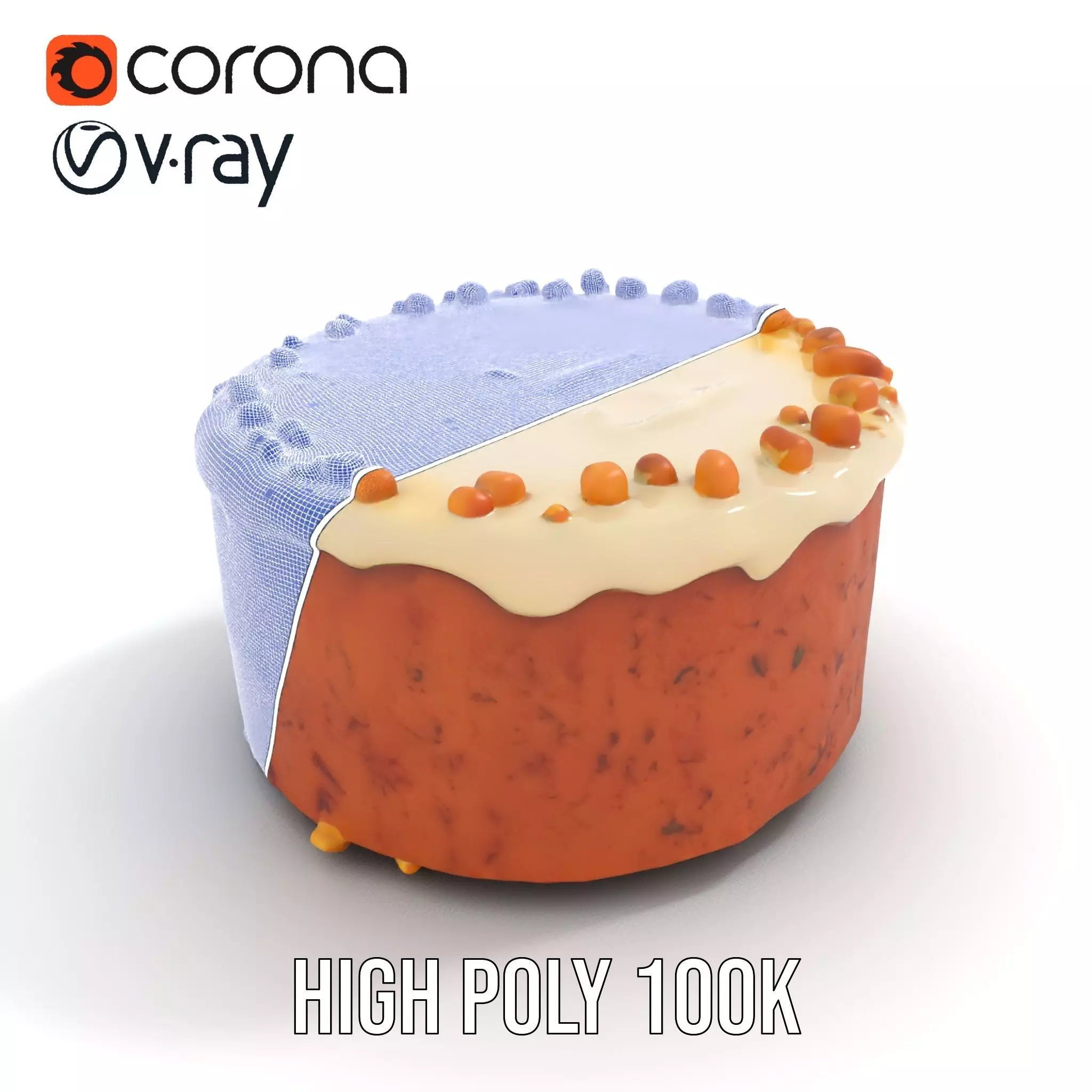 Vanilla Almond Cake model pack Low-poly 3D model_35