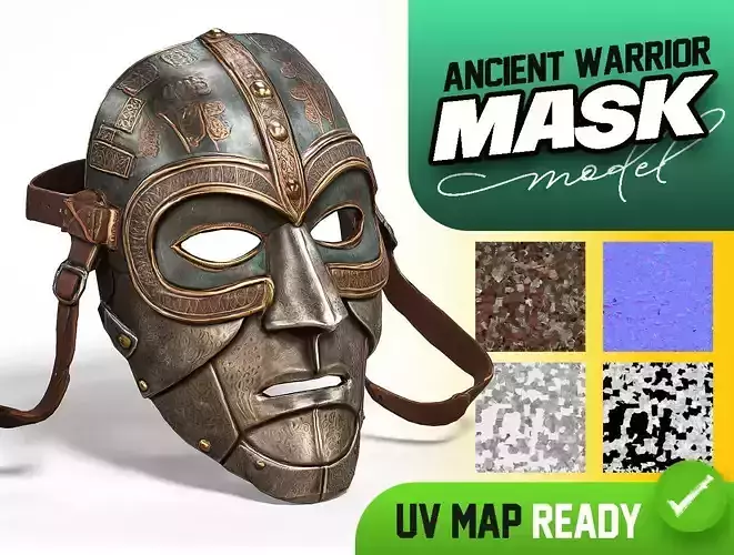 Ancient Warrior Mask  Bronze Steel
