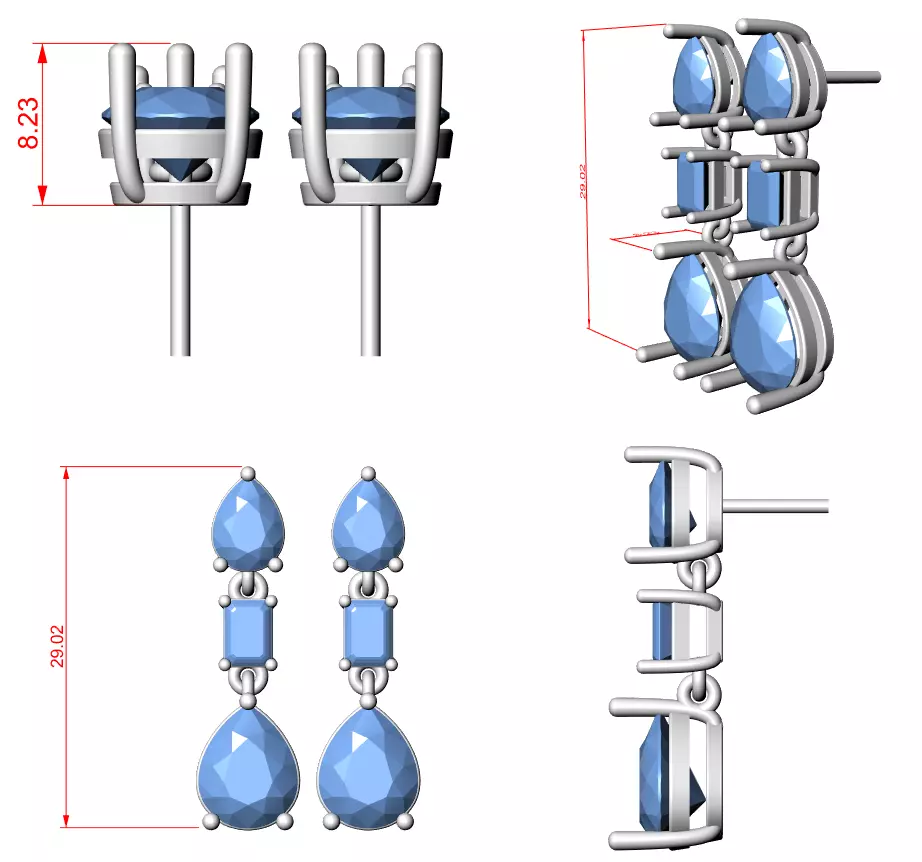 Pear Diamond drops 3dm stl renders 360 Animation Videos 3D print model_13