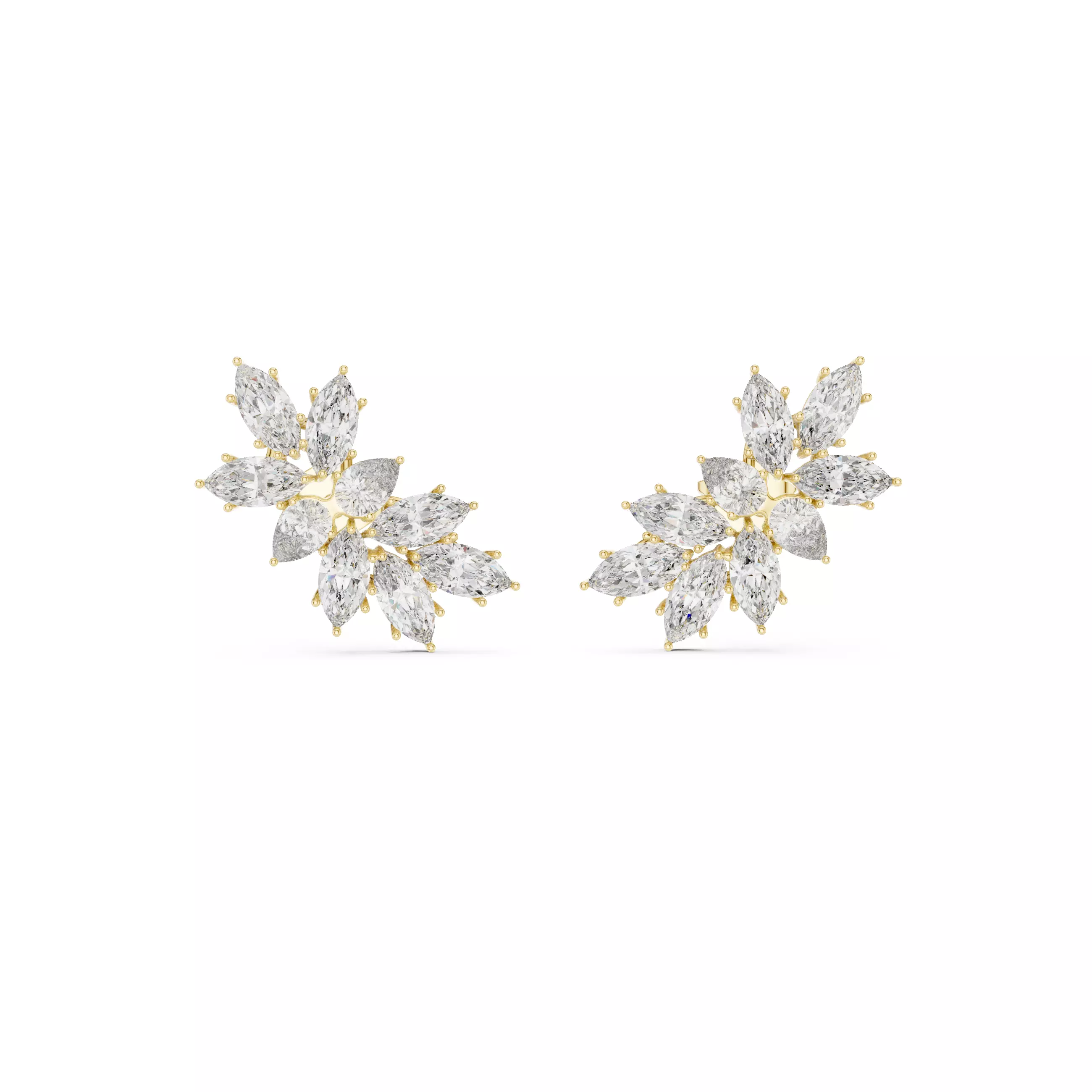 Snowflake Diamond Studs Earrings 3dm stl renders 360 Animation 3D print model_8