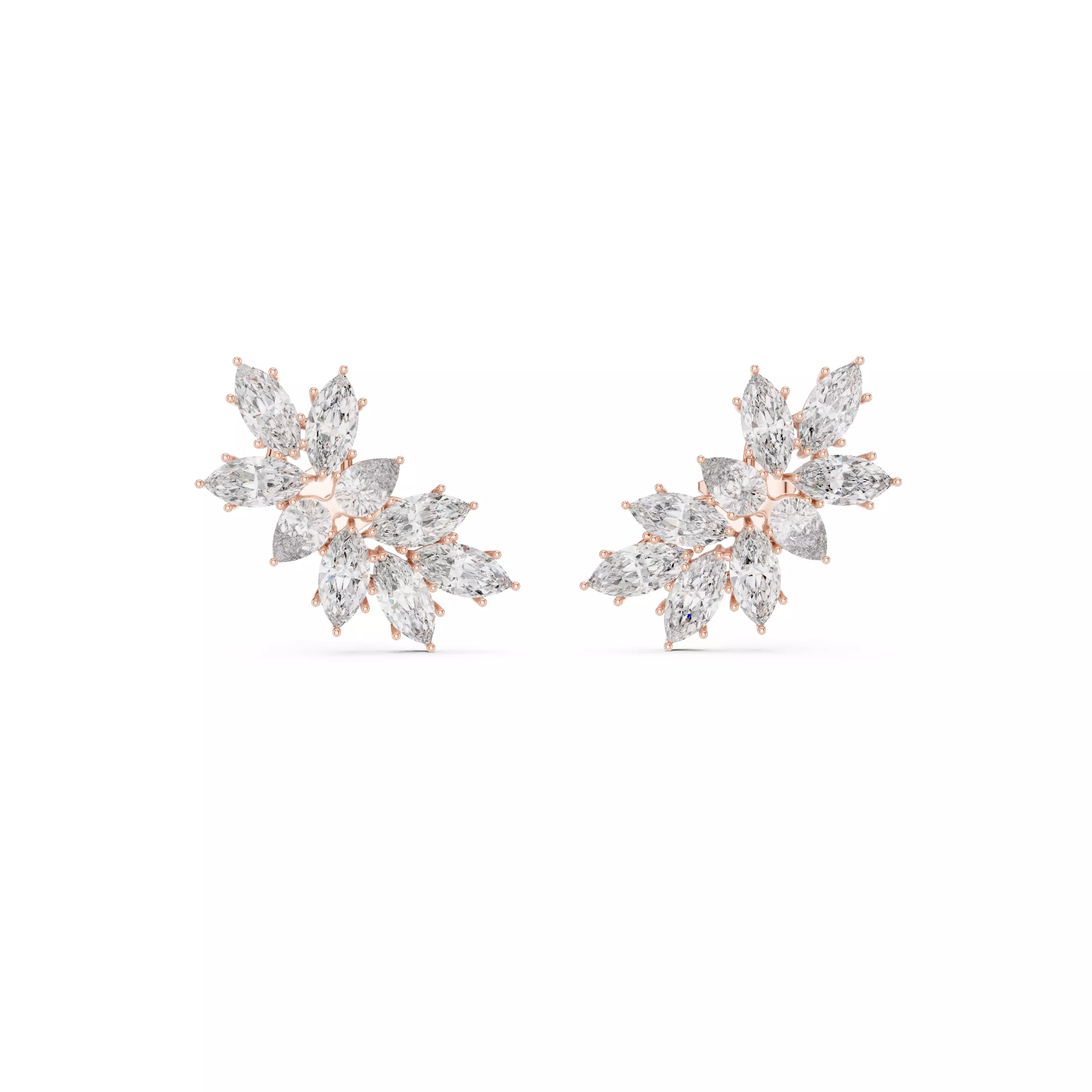 Snowflake Diamond Studs Earrings 3dm stl renders 360 Animation 3D print model_0