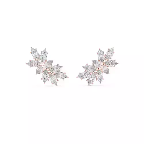 Snowflake Diamond Studs Earrings 3dm stl renders 360 Animation
